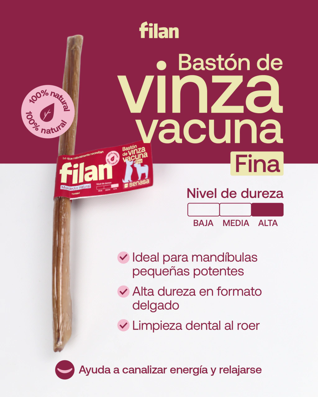 Bastón de Vinza Vacuna Fina