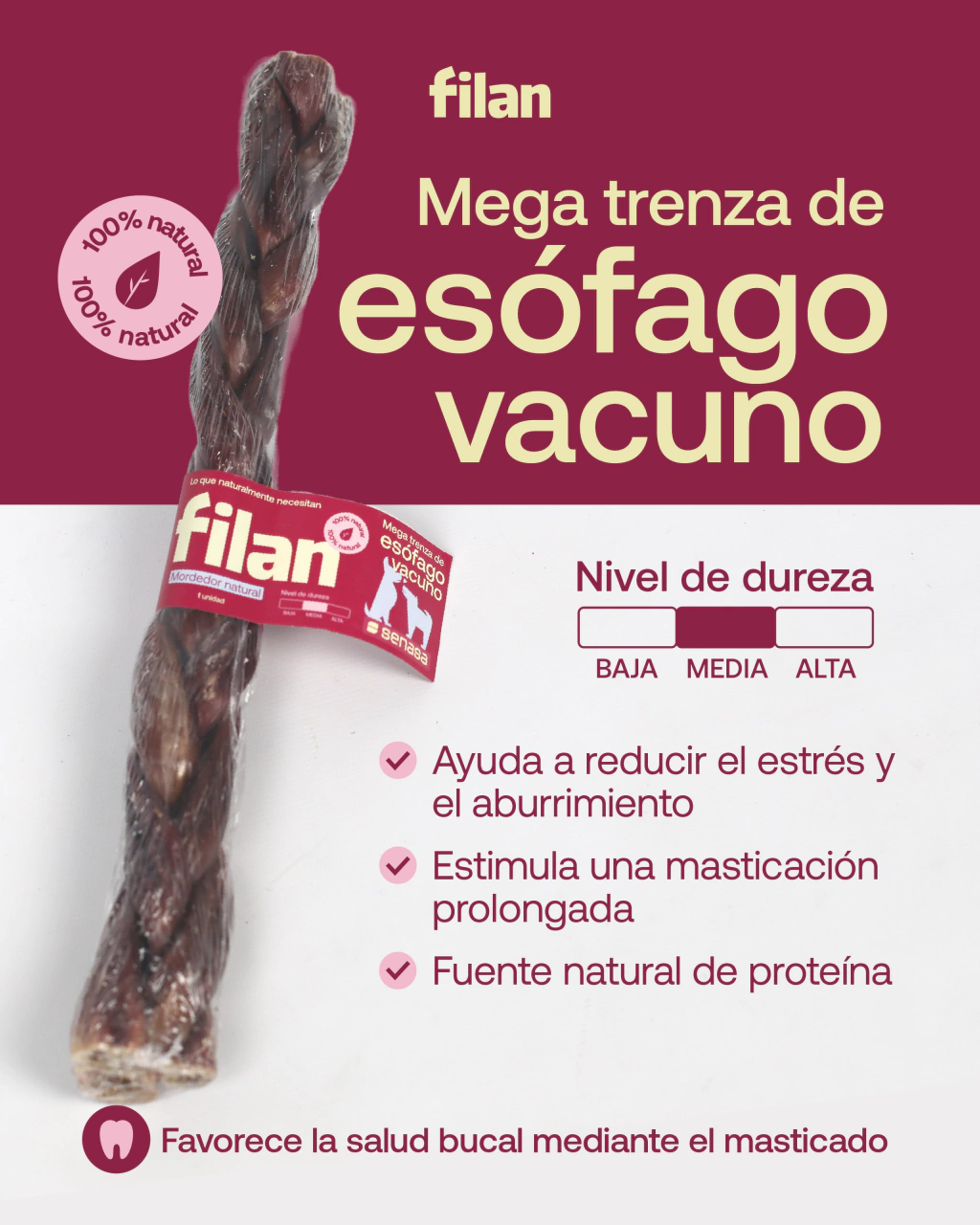 Mega trenza de esófago vacuno FILAN